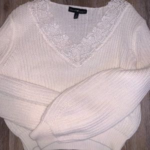 Cropped white sweater